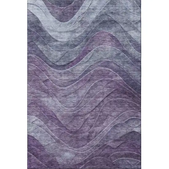 Purple Gray And Silver Abstract Washable Area Rug With UV Protection Photo 3