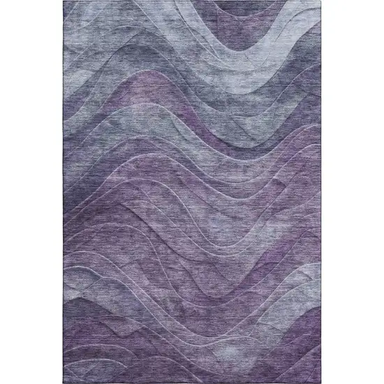 Purple Gray And Silver Abstract Washable Area Rug With UV Protection Photo 1
