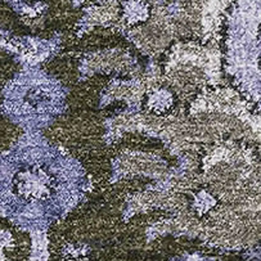 Purple Gray And Silver Damask Washable Area Rug With UV Protection Photo 2