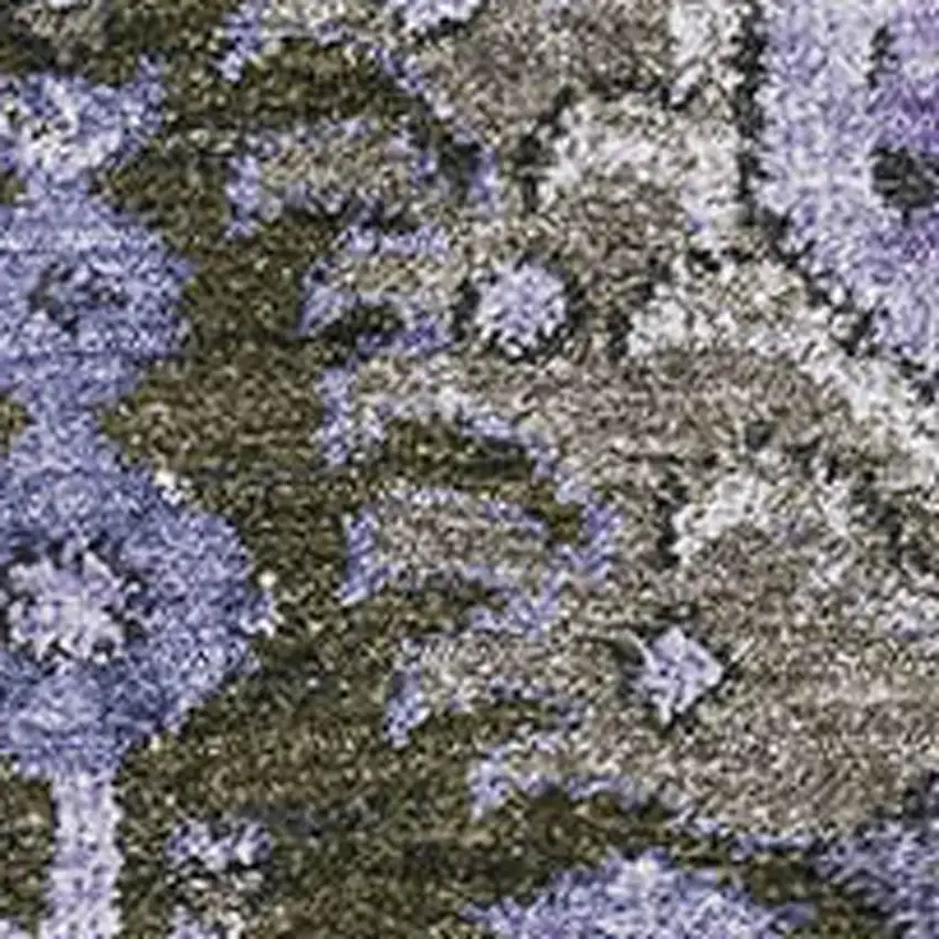 Purple Gray And Silver Damask Washable Area Rug With UV Protection Photo 2