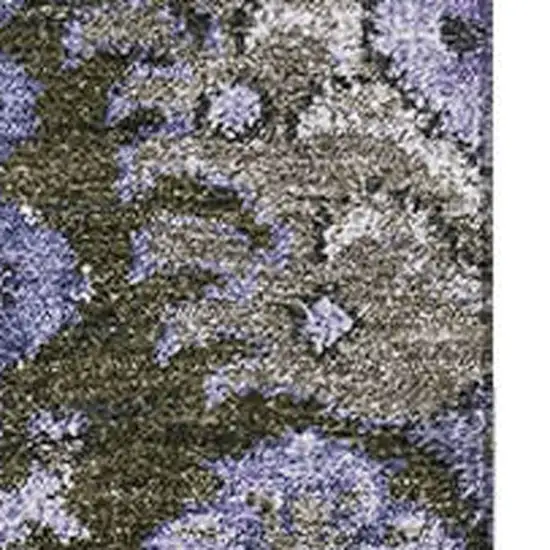 Purple Gray And Silver Damask Washable Area Rug With UV Protection Photo 2