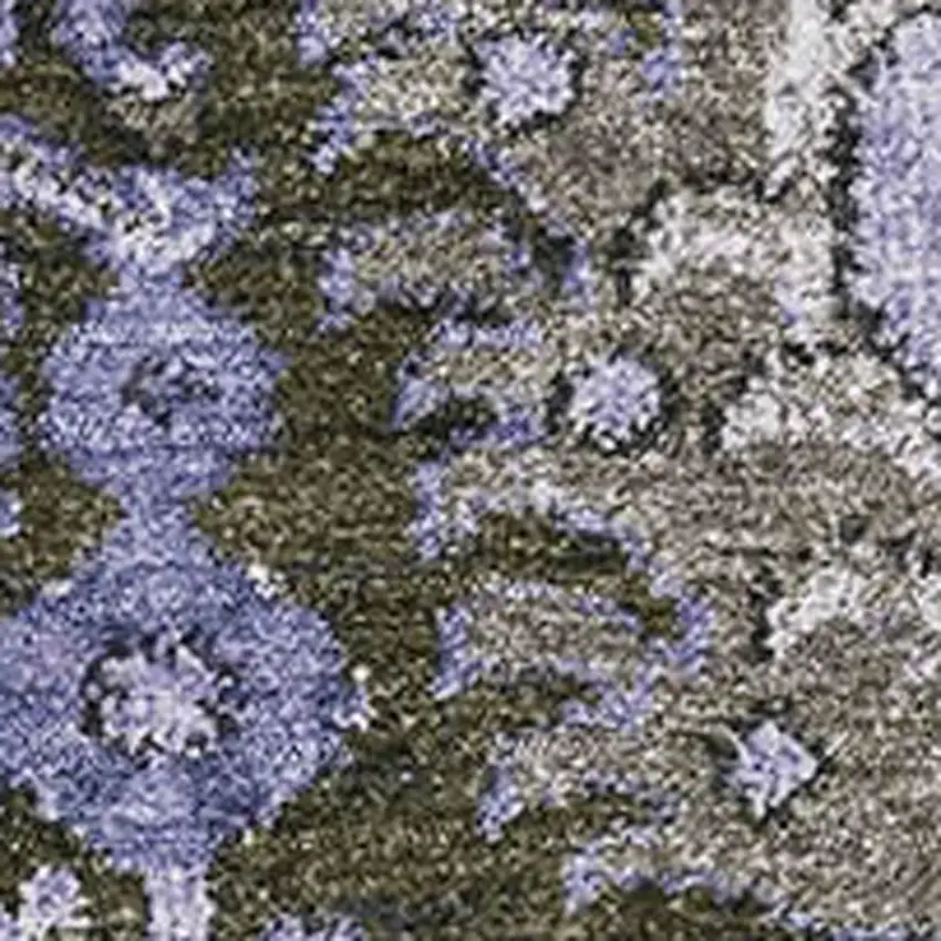 Purple Gray And Silver Damask Washable Area Rug With UV Protection Photo 2