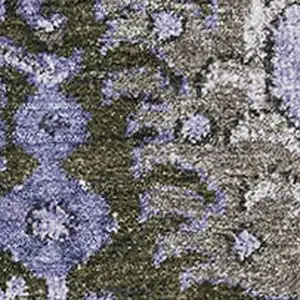 Photo of Purple Gray And Silver Damask Washable Area Rug With UV Protection