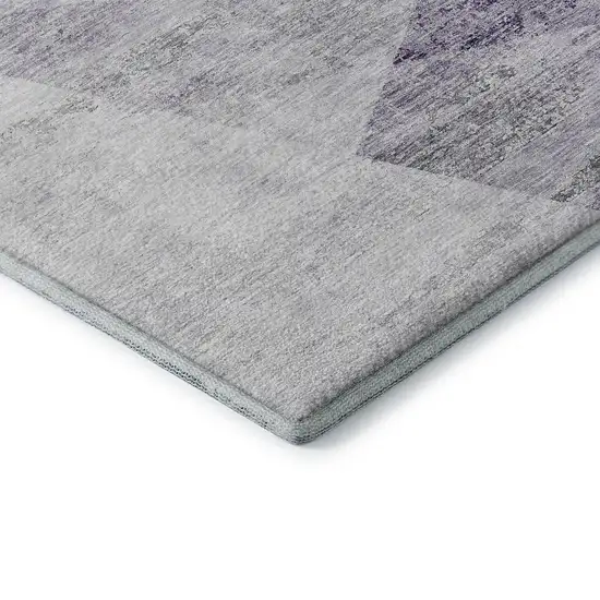 Purple Gray And Silver Geometric Washable Area Rug With UV Protection Photo 8