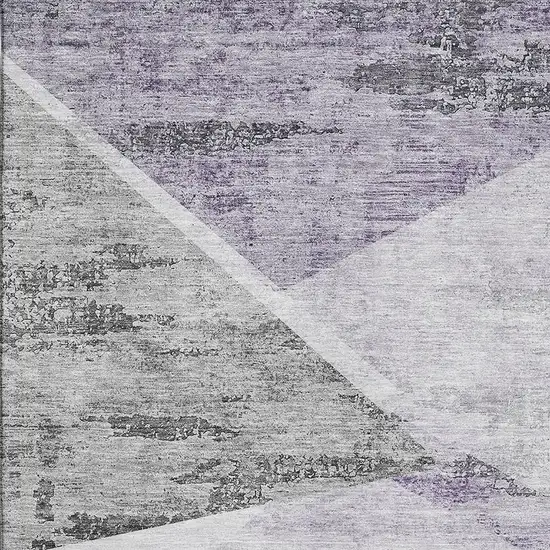Purple Gray And Silver Geometric Washable Area Rug With UV Protection Photo 3
