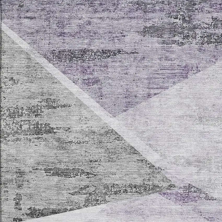 Purple Gray And Silver Geometric Washable Area Rug With UV Protection Photo 3