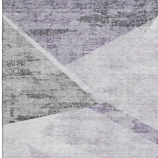 Purple Gray And Silver Geometric Washable Area Rug With UV Protection Photo 4
