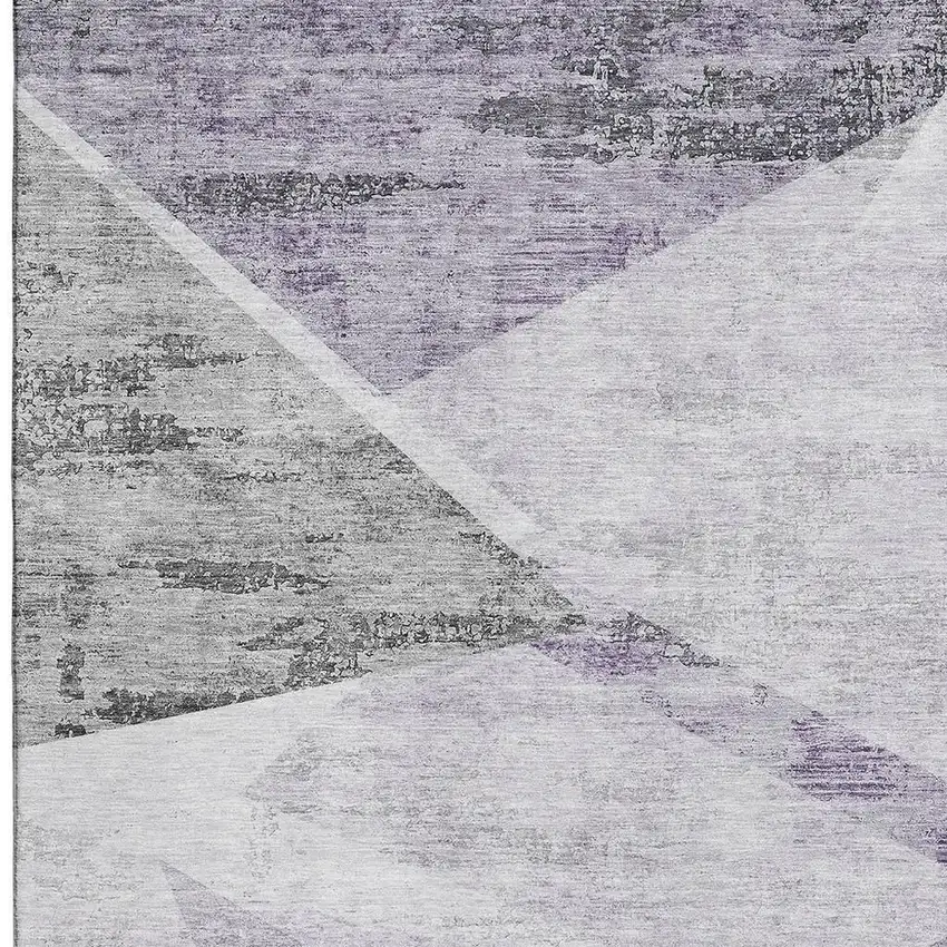 Purple Gray And Silver Geometric Washable Area Rug With UV Protection Photo 4