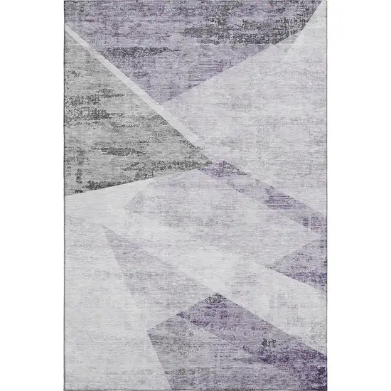 Purple Gray And Silver Geometric Washable Area Rug With UV Protection Photo 1