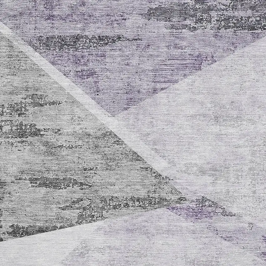 Purple Gray And Silver Geometric Washable Area Rug With UV Protection Photo 3