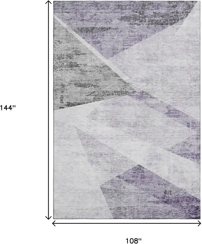 Purple Gray And Silver Geometric Washable Area Rug With UV Protection Photo 3