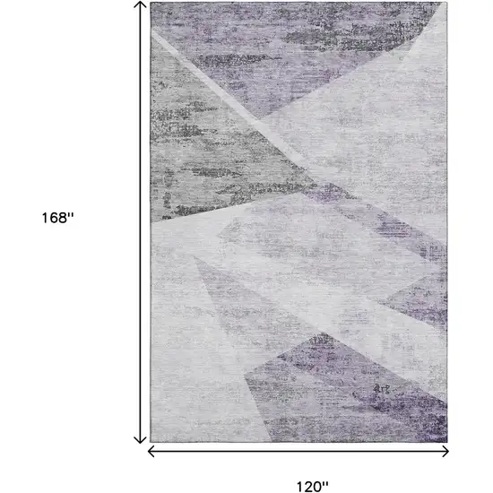 Purple Gray And Silver Geometric Washable Area Rug With UV Protection Photo 3