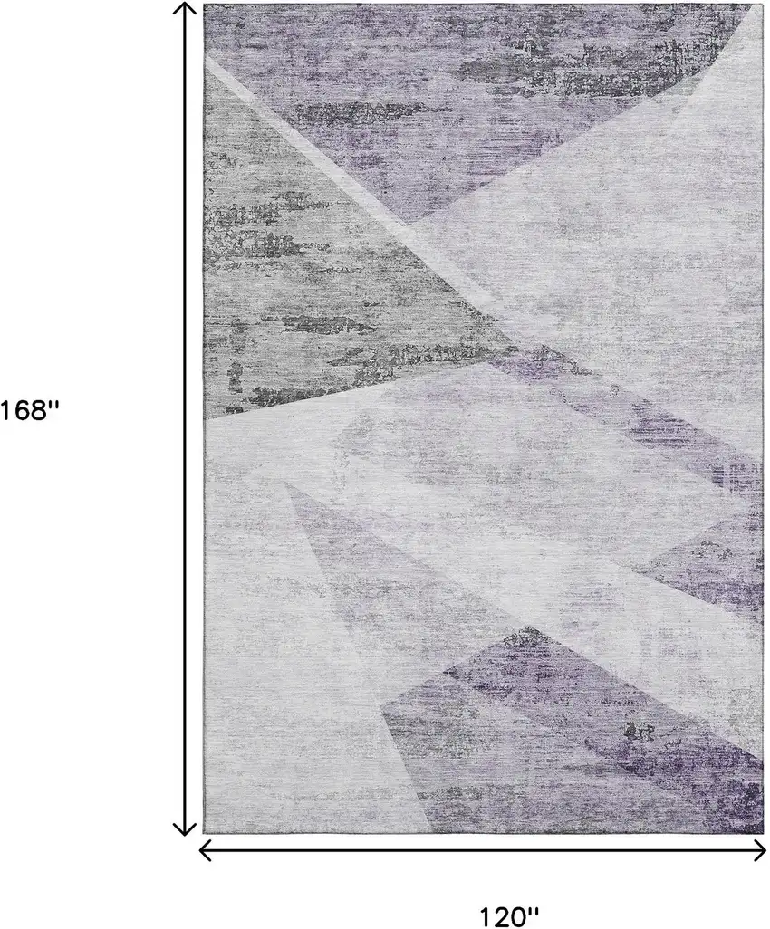 Purple Gray And Silver Geometric Washable Area Rug With UV Protection Photo 3