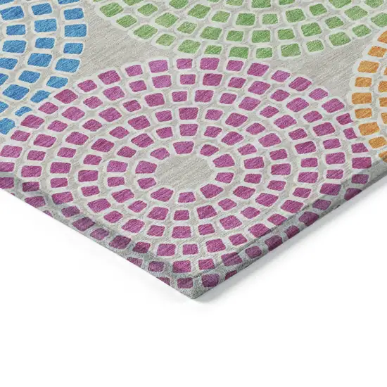 Purple Green And Aqua Geometric Washable Indoor Outdoor Area Rug Photo 5