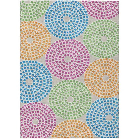 Purple Green And Aqua Geometric Washable Indoor Outdoor Area Rug Photo 2