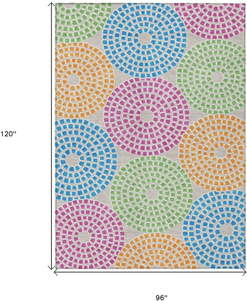 Purple Green And Aqua Geometric Washable Indoor Outdoor Area Rug Photo 3