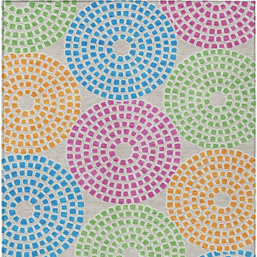 Purple Green And Aqua Geometric Washable Indoor Outdoor Area Rug Photo 7