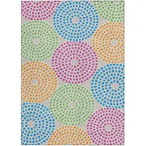 Photo of Purple Green And Aqua Geometric Washable Indoor Outdoor Area Rug