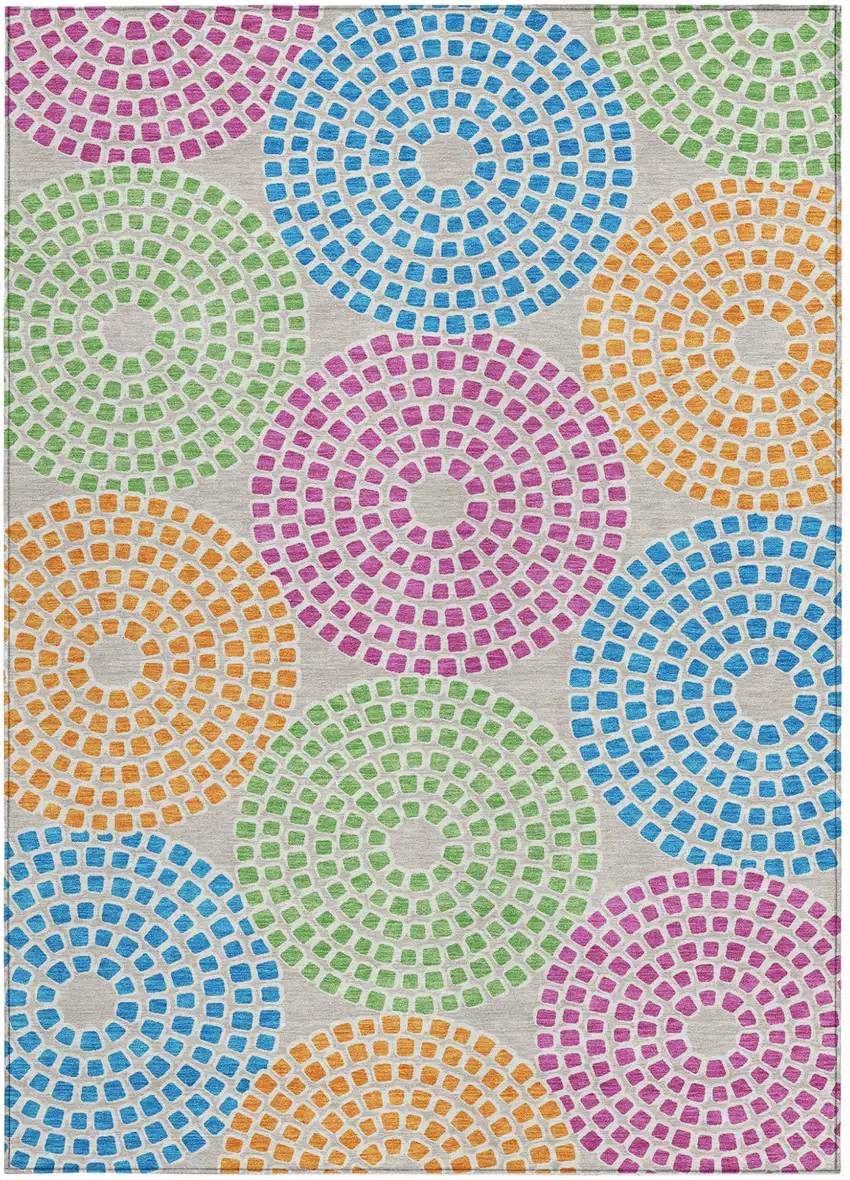 Purple Green And Aqua Geometric Washable Indoor Outdoor Area Rug Photo 7