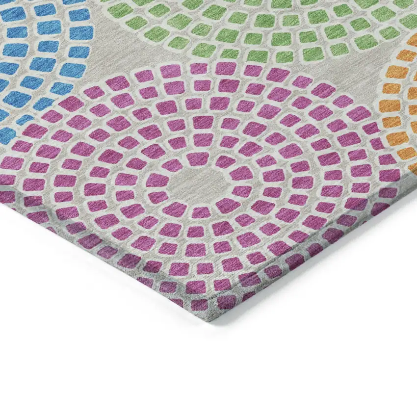 Purple Green And Aqua Geometric Washable Indoor Outdoor Area Rug Photo 5