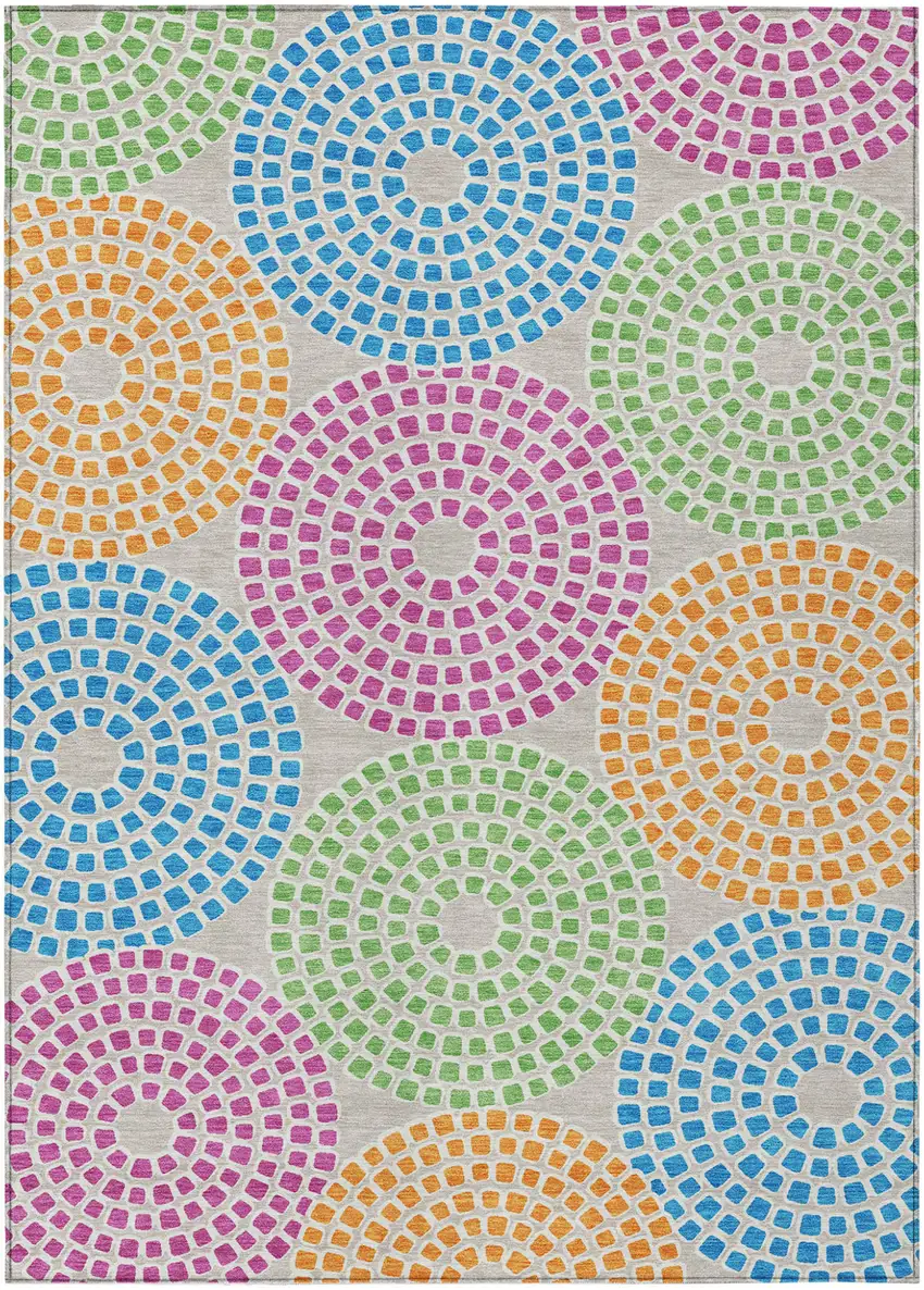 Purple Green And Aqua Geometric Washable Indoor Outdoor Area Rug Photo 2