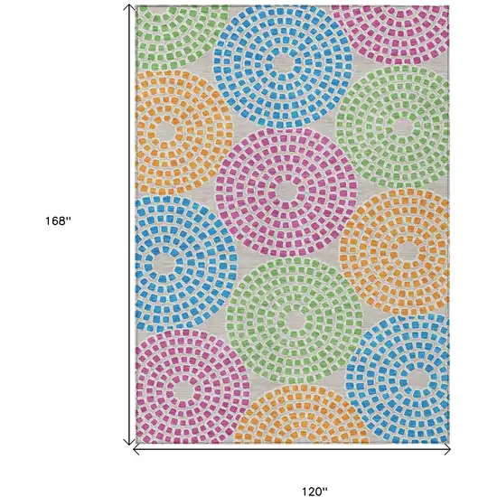 Purple Green And Aqua Geometric Washable Indoor Outdoor Area Rug Photo 3