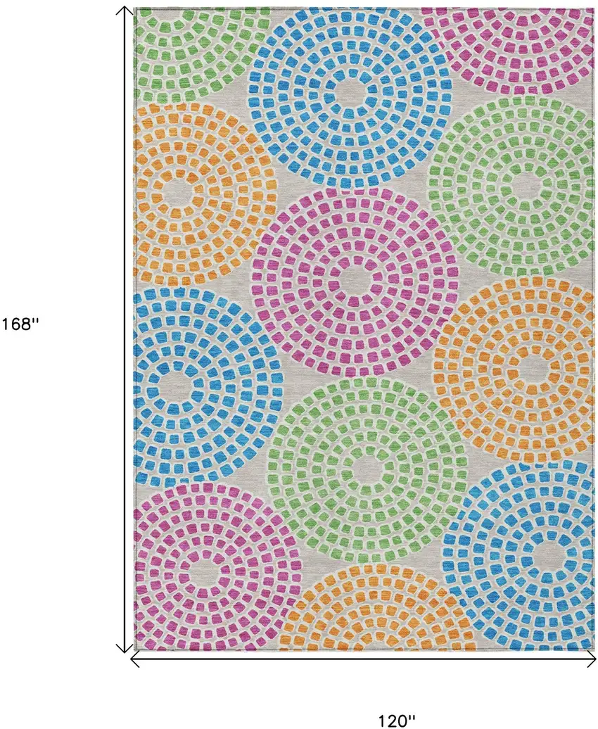 Purple Green And Aqua Geometric Washable Indoor Outdoor Area Rug Photo 3