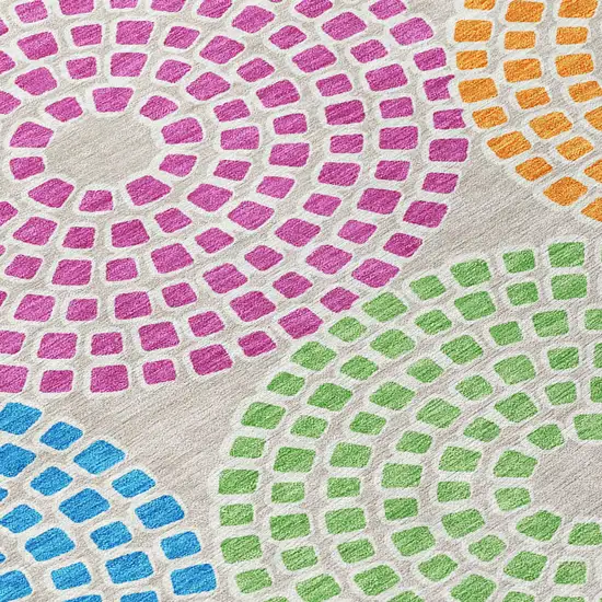 Purple Green And Aqua Geometric Washable Indoor Outdoor Area Rug Photo 6