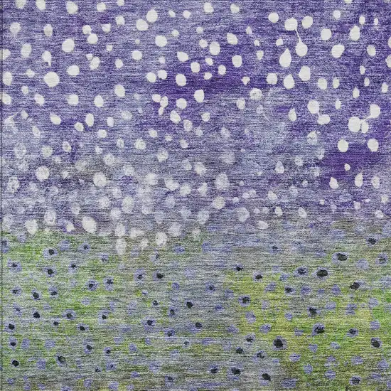 Purple Green And Black Abstract Washable Indoor Outdoor Area Rug Photo 5