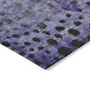 Photo of Purple Green And Black Abstract Washable Indoor Outdoor Area Rug