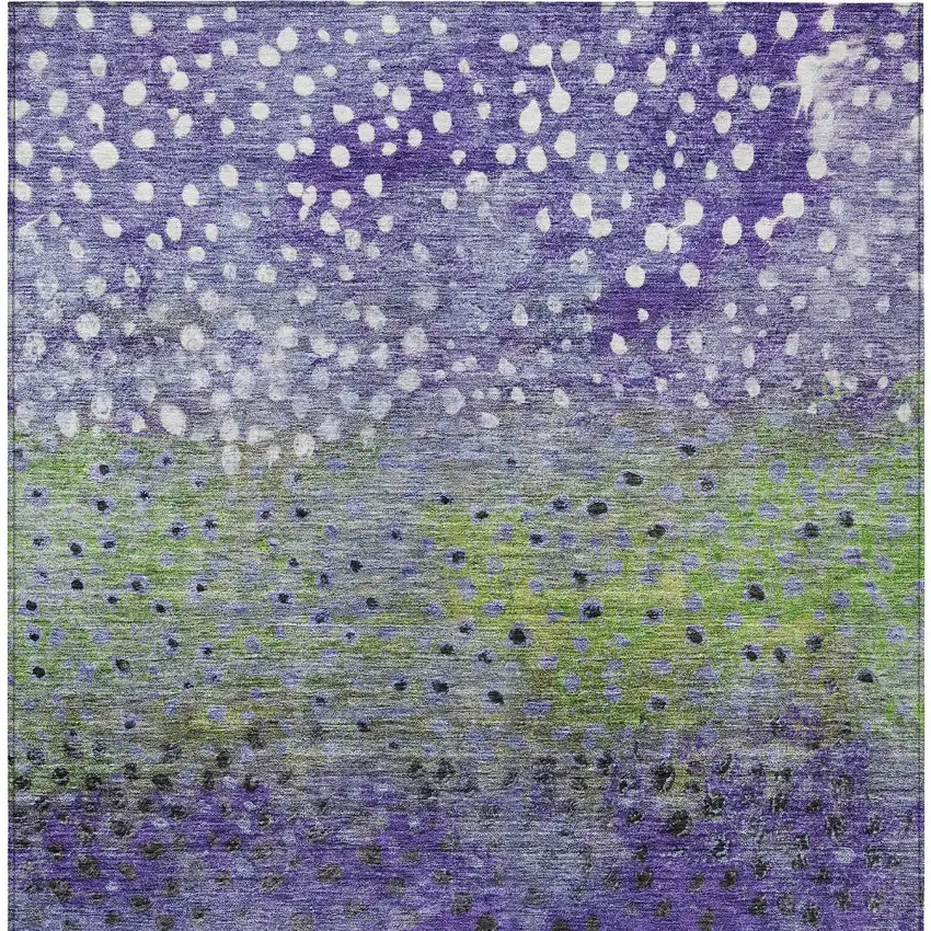 Purple Green And Black Abstract Washable Indoor Outdoor Area Rug Photo 5