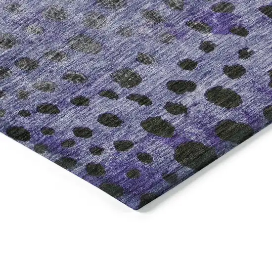 Purple Green And Black Abstract Washable Indoor Outdoor Area Rug Photo 4