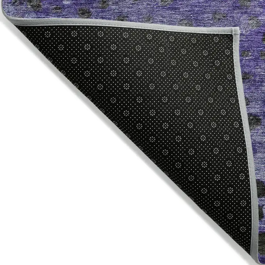 Purple Green And Black Abstract Washable Indoor Outdoor Area Rug Photo 3