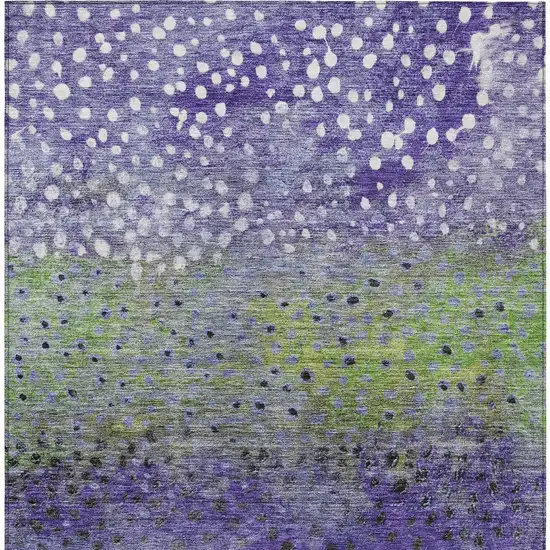 Purple Green And Black Abstract Washable Indoor Outdoor Area Rug Photo 5