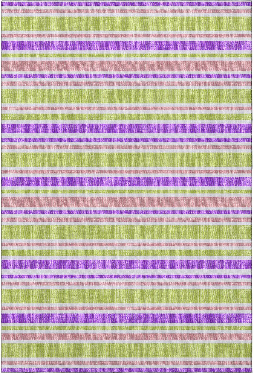 Purple Green And Blush Striped Washable Area Rug With UV Protection Photo 3