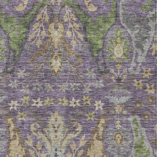 Purple Green And Brown Floral Washable Indoor Outdoor Area Rug Photo 6