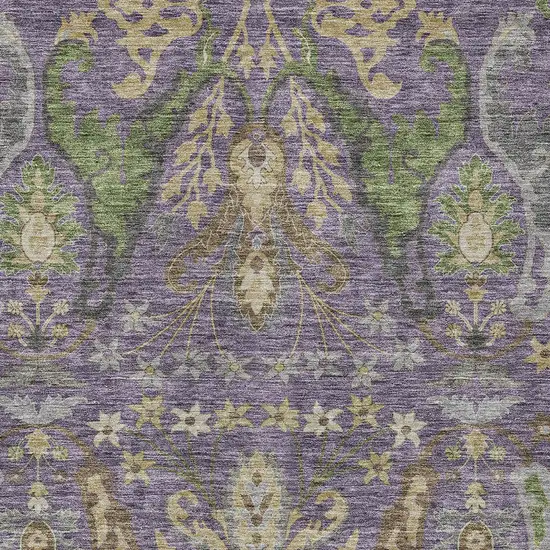 Purple Green And Brown Floral Washable Indoor Outdoor Area Rug Photo 6