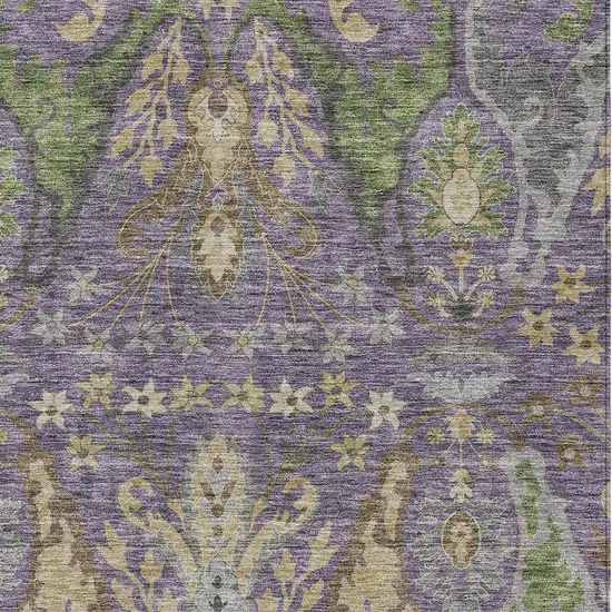 Purple Green And Brown Floral Washable Indoor Outdoor Area Rug Photo 6
