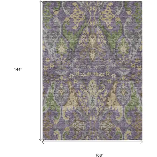 Purple Green And Brown Floral Washable Indoor Outdoor Area Rug Photo 8