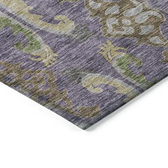 Purple Green And Brown Floral Washable Indoor Outdoor Area Rug Photo 4