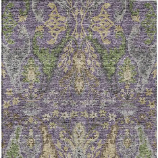 Purple Green And Brown Floral Washable Indoor Outdoor Area Rug Photo 7