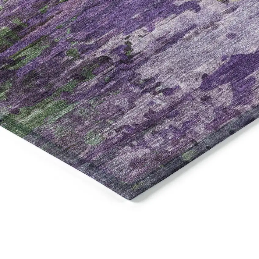 Purple Green And Charcoal Abstract Washable Indoor Outdoor Area Rug Photo 7