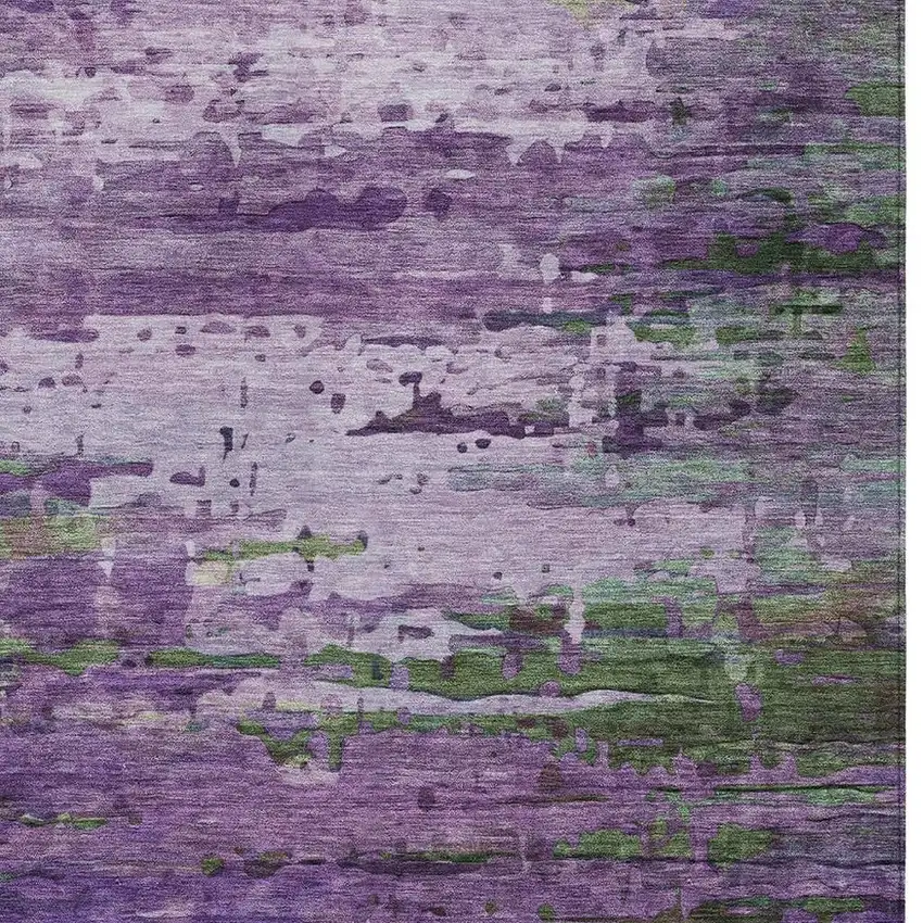 Purple Green And Charcoal Abstract Washable Indoor Outdoor Area Rug Photo 3