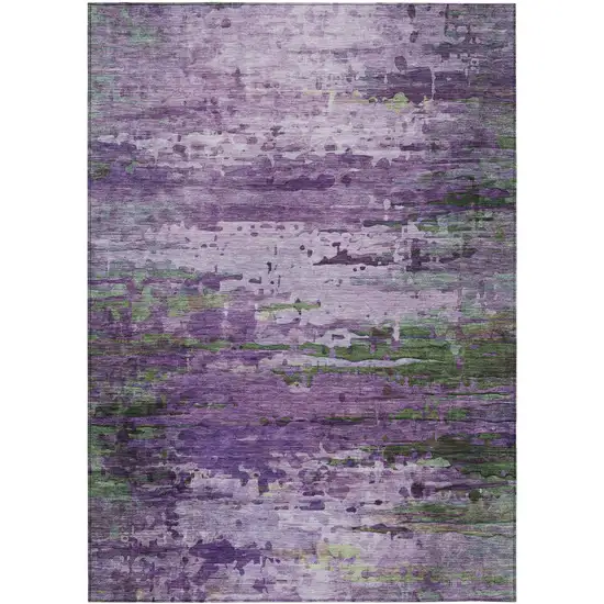 Purple Green And Charcoal Abstract Washable Indoor Outdoor Area Rug Photo 8