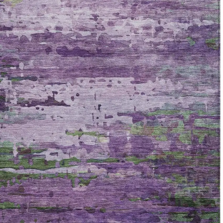 Purple Green And Charcoal Abstract Washable Indoor Outdoor Area Rug Photo 3