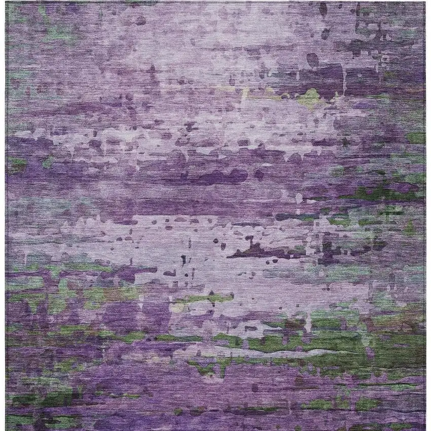 Purple Green And Charcoal Abstract Washable Indoor Outdoor Area Rug Photo 9