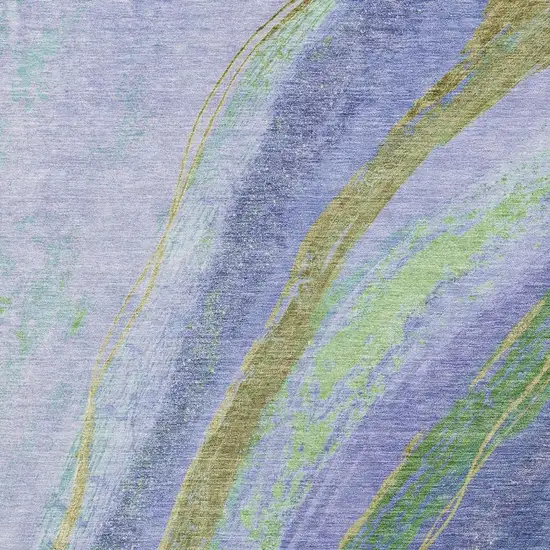 Purple Green And Gold Abstract Washable Indoor Outdoor Area Rug Photo 3