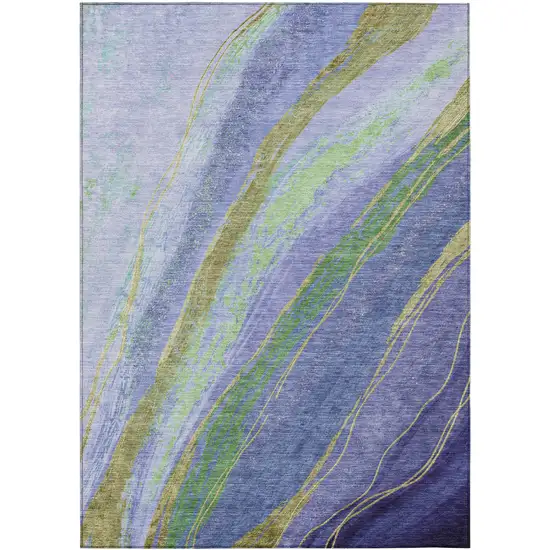 Purple Green And Gold Abstract Washable Indoor Outdoor Area Rug Photo 8