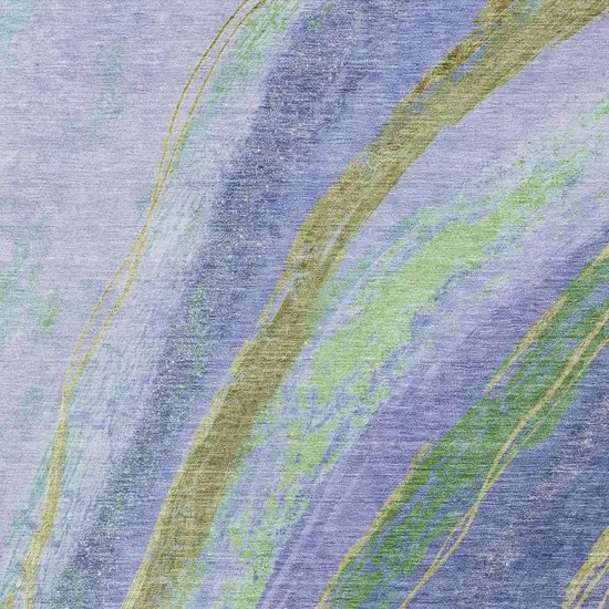 Purple Green And Gold Abstract Washable Indoor Outdoor Area Rug Photo 3