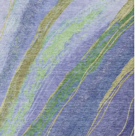 Purple Green And Gold Abstract Washable Indoor Outdoor Area Rug Photo 3